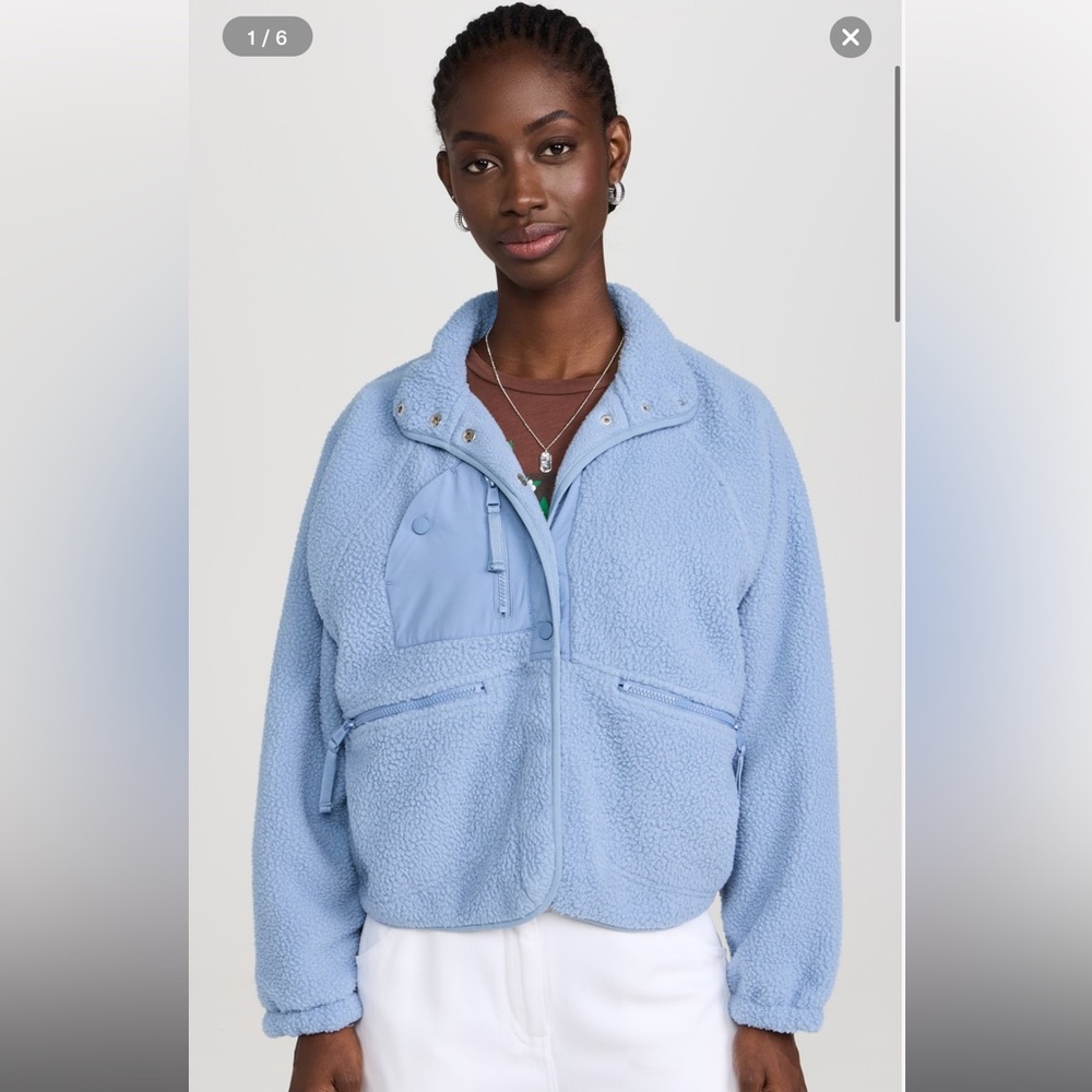 FP Movement by Free People Light Blue Sherpa Zip Jacket